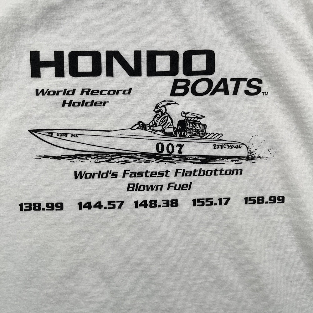 Vintage 80s 90s Anvil Hondo Boats Ringer T-shirt Men's Large Double Sided EUC - Picture 4 of 9